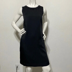 Banana Republic Black Shift Dress Jeweled Neck Sleeveless Size 10